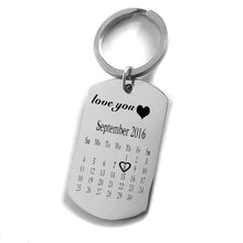 Load image into Gallery viewer, Personalized Customize Engraving  Key Chain Stainless Steel Calendar Highlighted Date Car Logo Plate Number  Anti-lost Keyring