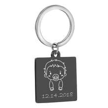 Load image into Gallery viewer, Personalized Customize Engraving  Key Chain Stainless Steel Calendar Highlighted Date Car Logo Plate Number  Anti-lost Keyring