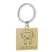 Load image into Gallery viewer, Personalized Customize Engraving  Key Chain Stainless Steel Calendar Highlighted Date Car Logo Plate Number  Anti-lost Keyring