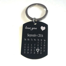Load image into Gallery viewer, Personalized Customize Engraving  Key Chain Stainless Steel Calendar Highlighted Date Car Logo Plate Number  Anti-lost Keyring