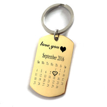 Load image into Gallery viewer, Personalized Customize Engraving  Key Chain Stainless Steel Calendar Highlighted Date Car Logo Plate Number  Anti-lost Keyring