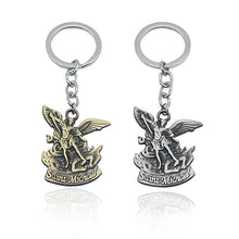 Load image into Gallery viewer, Punk Vintage Bible Archangel Saint Michael Pendant Keychain St. Michael Angel Wings Jesus Key Chain Car Holder Keys Chaveiro
