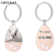 Load image into Gallery viewer, Personalized Customized Photo Engrave Dog Tag Keychains Stainless Steel Water Drop Keepsake Key Chains For Gifts